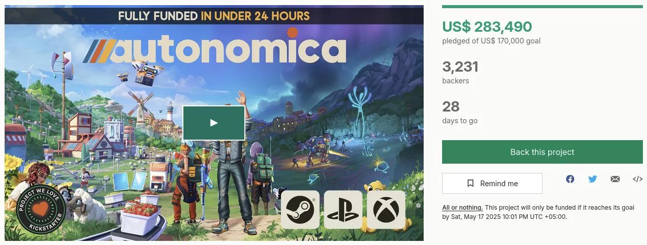 Autonomica — ферма будущего и выживалка мечты собрала на kickstarter больше 0 тысяч за сутки