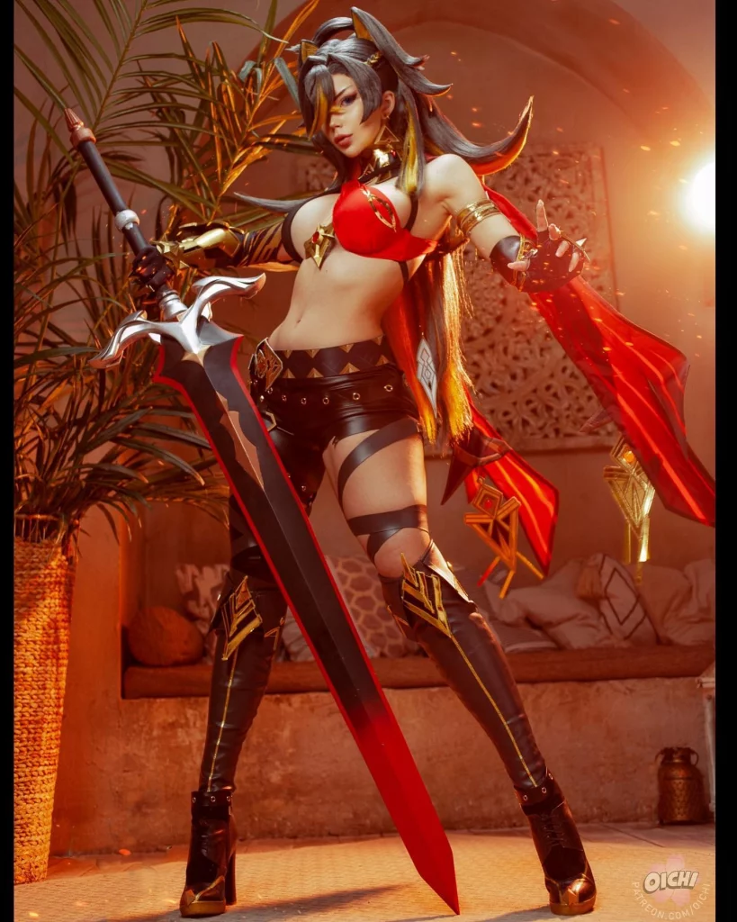 Косплей воительницы Dehya из Genshin Impact от Oichi Chan