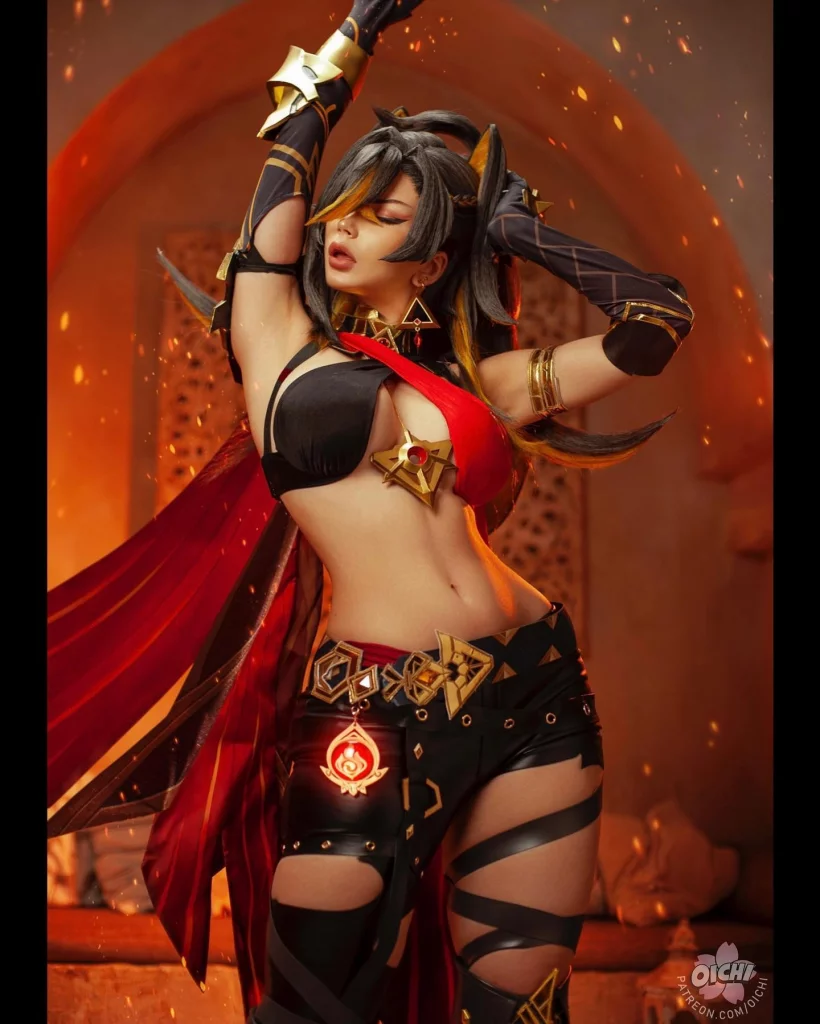 Косплей воительницы Dehya из Genshin Impact от Oichi Chan