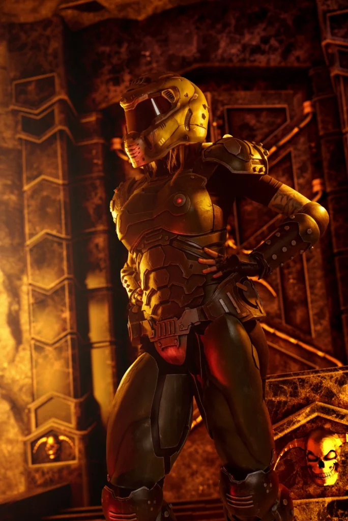 Косплей фем версии Doom Slayer из игр серии DOOM от Lera Himera