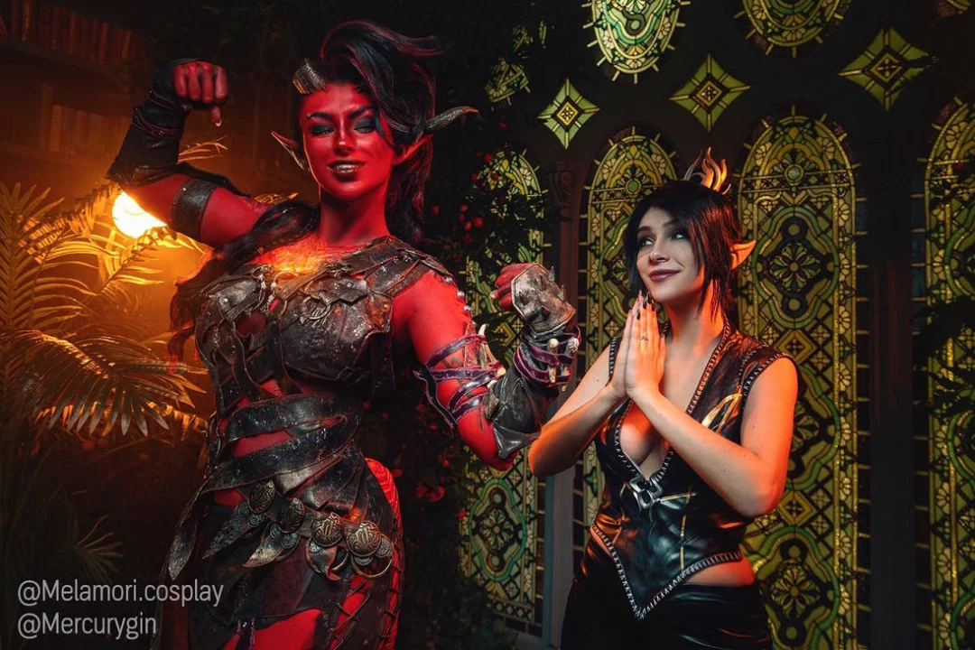 Косплей Karlach и Shadowheart из лучшей РПГ Baldur's Gate 3 от Lady Melamori и Mercurygin Cosplay 7