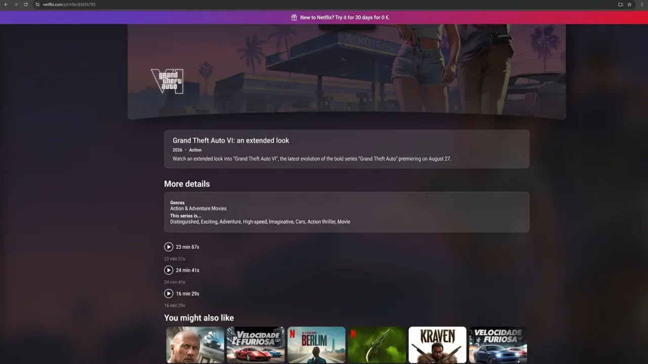 На Netflix покажут более часа контента GTA 6